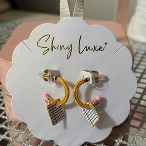 Shiny Luxe Gold and Pink Notebook Earrings